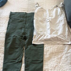 BLANQI Bundle Maternity Green leggings and white compression tank